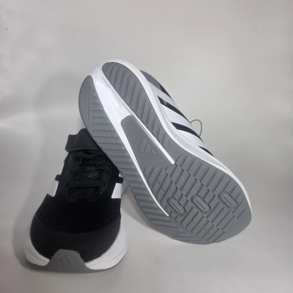 Adidas Duramo SL2 EL C Kids Running Shoes Size 12K Black White Hook & Loop Strap